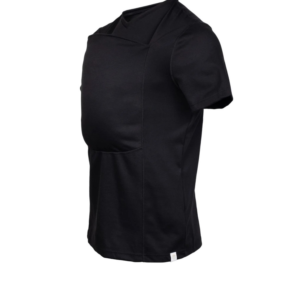 Black Short Sleeve Nursing Tee for Men - Front Access Design